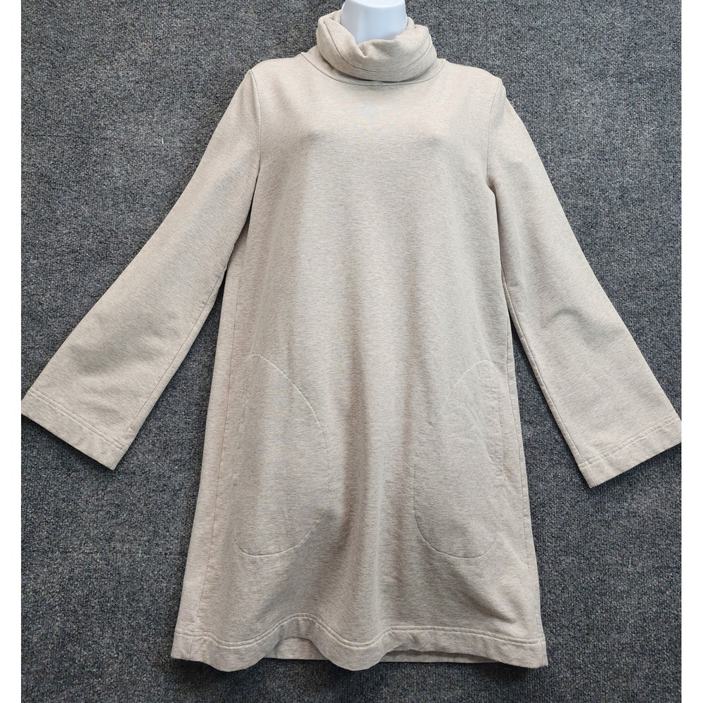 Garnet Hill Womens Beige Cowl Neck Pocket Tencel Blend Minimalist Dress Size S